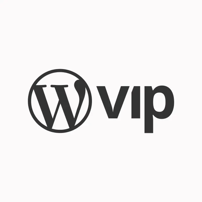 Black WordPress VIP logo on a white background, featuring the round WordPress W symbol followed by the letters vip in bold, lowercase font.